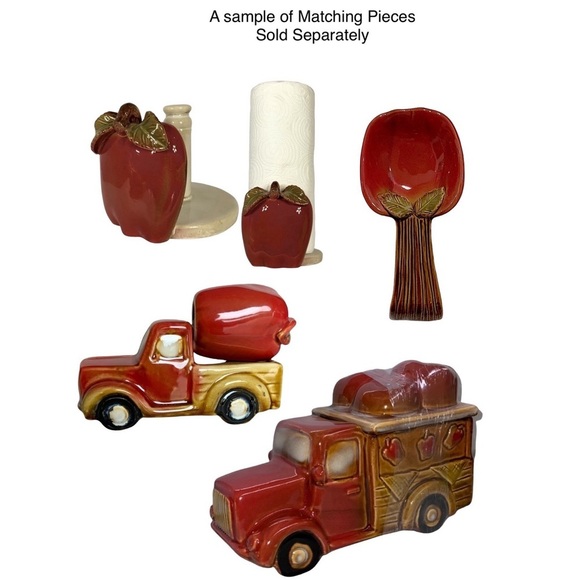 Apple Hand Painted Canister Cookie Jar Translucent Glazed Rustic Pottery Art - Picture 14 of 16